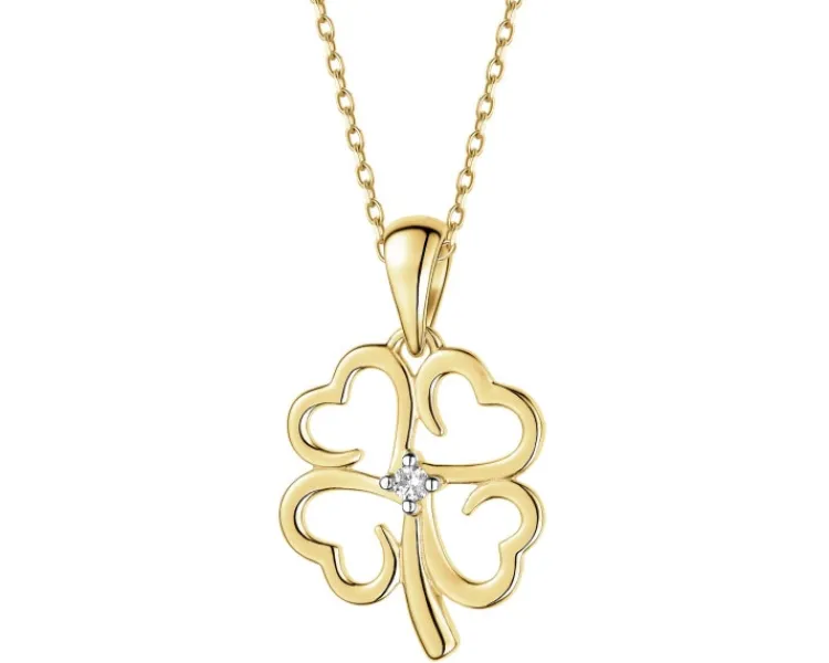 Apart Zawieszka z żółtego złota z brylantem - koniczyna - 0,01 ct - próba 585< Zawieszki