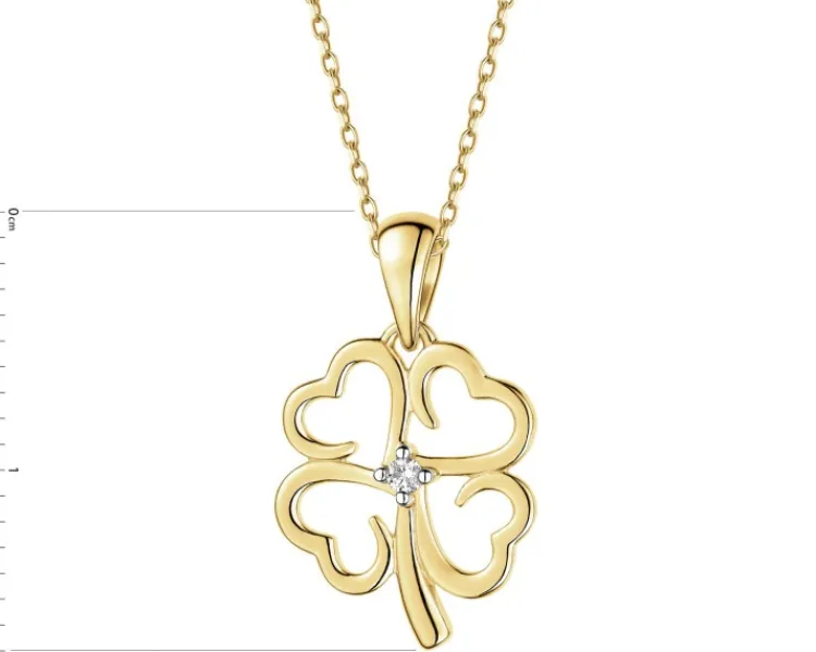 Apart Zawieszka z żółtego złota z brylantem - koniczyna - 0,01 ct - próba 585< Zawieszki