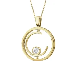 Clearance Apart Zawieszka z żółtego złota z brylantem - koło - 0,01 ct - próba 375