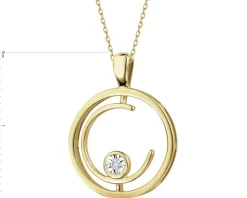 Clearance Apart Zawieszka z żółtego złota z brylantem - koło - 0,01 ct - próba 375