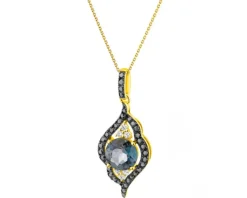 Outlet Apart Zawieszka z żółtego złota z brylantami i topazem London Blue - próba 585