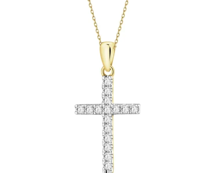 Apart Zawieszka z żółtego złota z brylantami laboratoryjnymi - krzyż - 0,22 ct - próba 585< Wszystkie