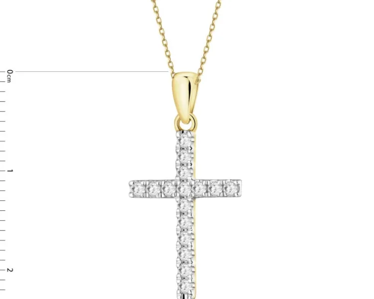 Apart Zawieszka z żółtego złota z brylantami laboratoryjnymi - krzyż - 0,22 ct - próba 585< Wszystkie