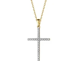 Apart Zawieszka z żółtego złota z brylantami - krzyż - 0,15 ct - próba 585< Zawieszki