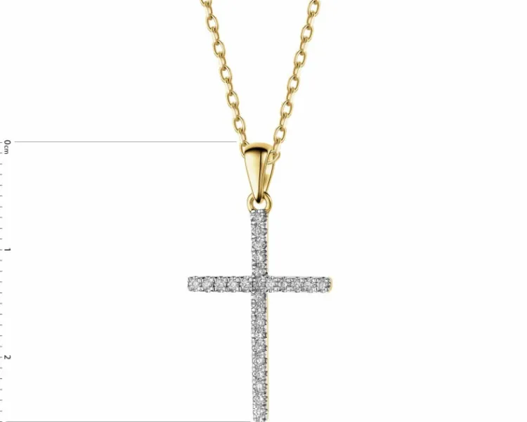 Apart Zawieszka z żółtego złota z brylantami - krzyż - 0,15 ct - próba 585< Zawieszki
