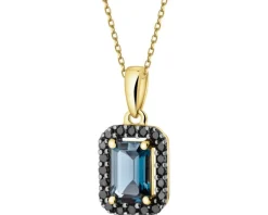 Outlet Apart Zawieszka z żółtego złota z czarnymi brylantami i topazem London Blue - próba 585
