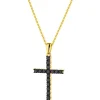 Apart Zawieszka z żółtego złota z czarnymi brylantami - krzyż - 0,36 ct - próba 375