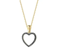 Apart Zawieszka z żółtego złota z czarnymi brylantami - serce - 0,10 ct - próba 585< Wszystkie