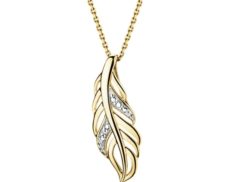 Hot Apart Zawieszka z żółtego złota z diamentem - piórko - 0,005 ct - próba 375