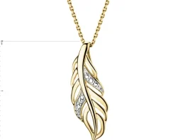 Hot Apart Zawieszka z żółtego złota z diamentem - piórko - 0,005 ct - próba 375