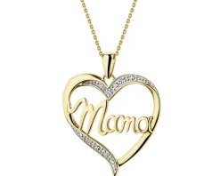 Apart Zawieszka z żółtego złota z diamentami - mama, serce - 0,01 ct - próba 375< Zawieszki