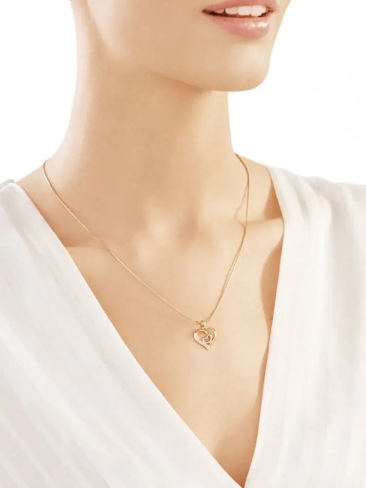 Apart Zawieszka z żółtego złota z diamentami - serca - 0,005 ct - próba 585< Zawieszki