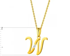 Apart Zawieszka z żółtego złota z diamentem - litera W - 0,004 ct - próba 585< Zawieszki