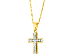 Apart Zawieszka z żółtego złota z diamentami - krzyż - 0,04 ct - próba 585