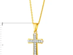 Apart Zawieszka z żółtego złota z diamentami - krzyż - 0,04 ct - próba 585