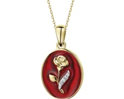 Apart Zawieszka z żółtego złota z diamentami i emalią - róża - 0,006 ct - próba 375< Zawieszki