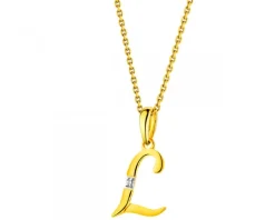 Hot Apart Zawieszka z żółtego złota z diamentem - litera L - 0,004 ct - próba 585