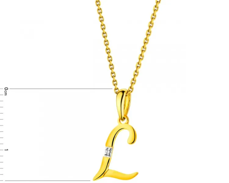 Hot Apart Zawieszka z żółtego złota z diamentem - litera L - 0,004 ct - próba 585