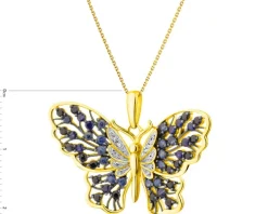 Apart Zawieszka z żółtego złota z  diamentami i szafirami - motyl - próba 585< Zawieszki