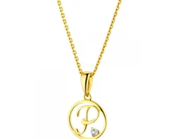 Apart Zawieszka z żółtego złota z diamentem - litera P - 0,003 ct - próba 585< Zawieszki
