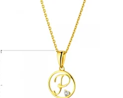 Apart Zawieszka z żółtego złota z diamentem - litera P - 0,003 ct - próba 585< Zawieszki