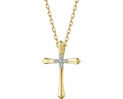 New Apart Zawieszka z żółtego złota z diamentami - krzyż - 0,03 ct - próba 585