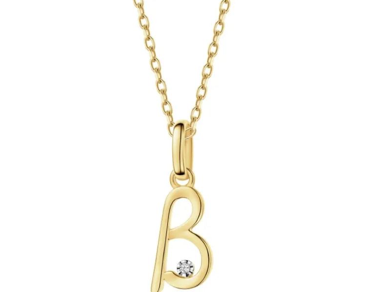 Apart Zawieszka z żółtego złota z diamentem - litera B - 0,003 ct - próba 375< Wszystkie