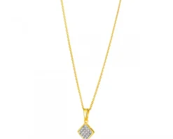 Online Apart Zawieszka z żółtego złota z diamentami - kwadrat - 0,05 ct - próba 585