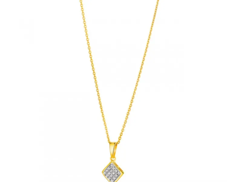 Online Apart Zawieszka z żółtego złota z diamentami - kwadrat - 0,05 ct - próba 585