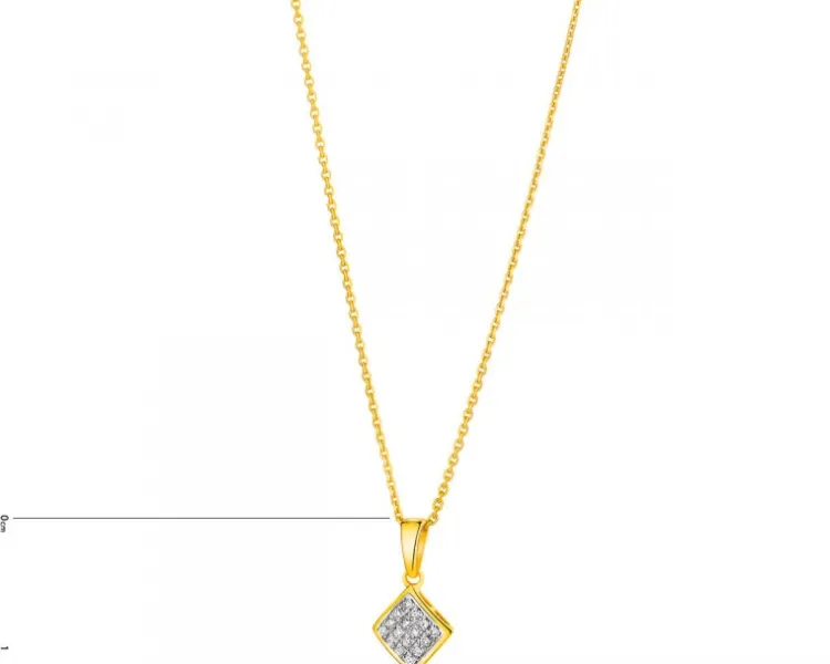 Online Apart Zawieszka z żółtego złota z diamentami - kwadrat - 0,05 ct - próba 585