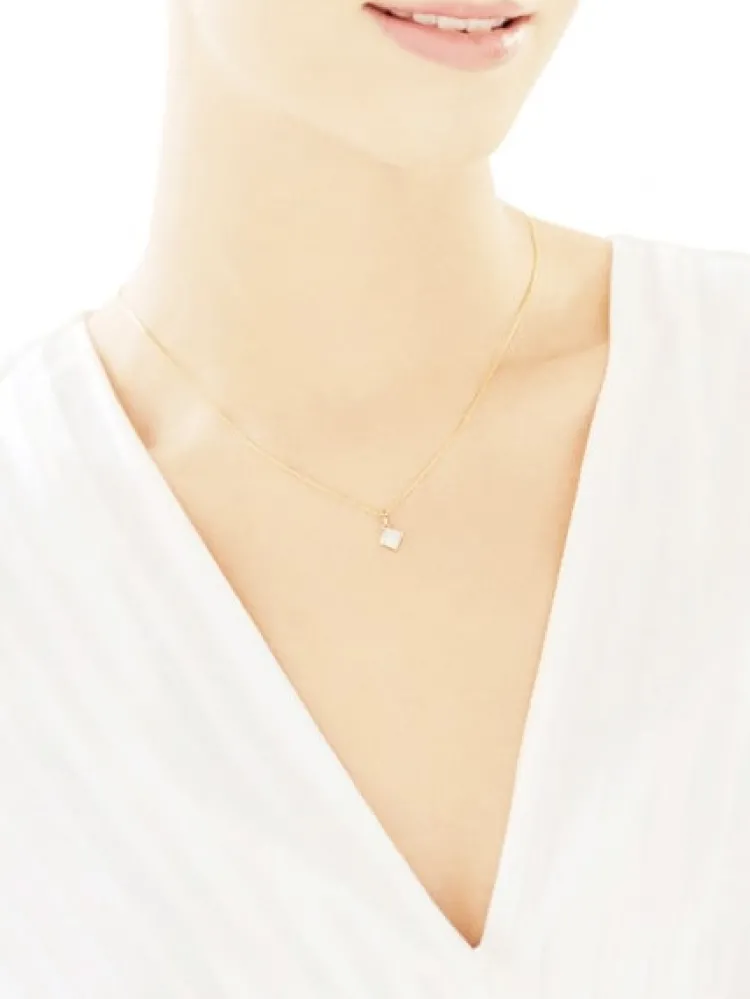 Online Apart Zawieszka z żółtego złota z diamentami - kwadrat - 0,05 ct - próba 585
