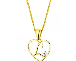Hot Apart Zawieszka z żółtego złota z diamentem - litera L, serce - 0,005 ct - próba 375