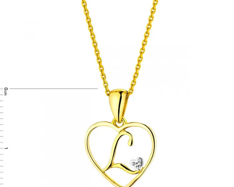 Hot Apart Zawieszka z żółtego złota z diamentem - litera L, serce - 0,005 ct - próba 375