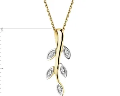 Apart Zawieszka z żółtego złota z diamentami - liście - 0,01 ct - próba 375< Zawieszki