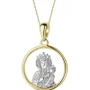Apart Zawieszka z żółtego złota z diamentem - medalik Matka Boska - 0,003 ct - próba 585