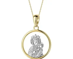 Apart Zawieszka z żółtego złota z diamentem - medalik Matka Boska - 0,003 ct - próba 585