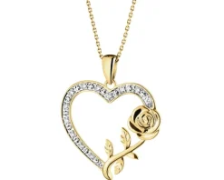 Best Apart Zawieszka z żółtego złota z diamentami - serce, róża - 0,05 ct - próba 375