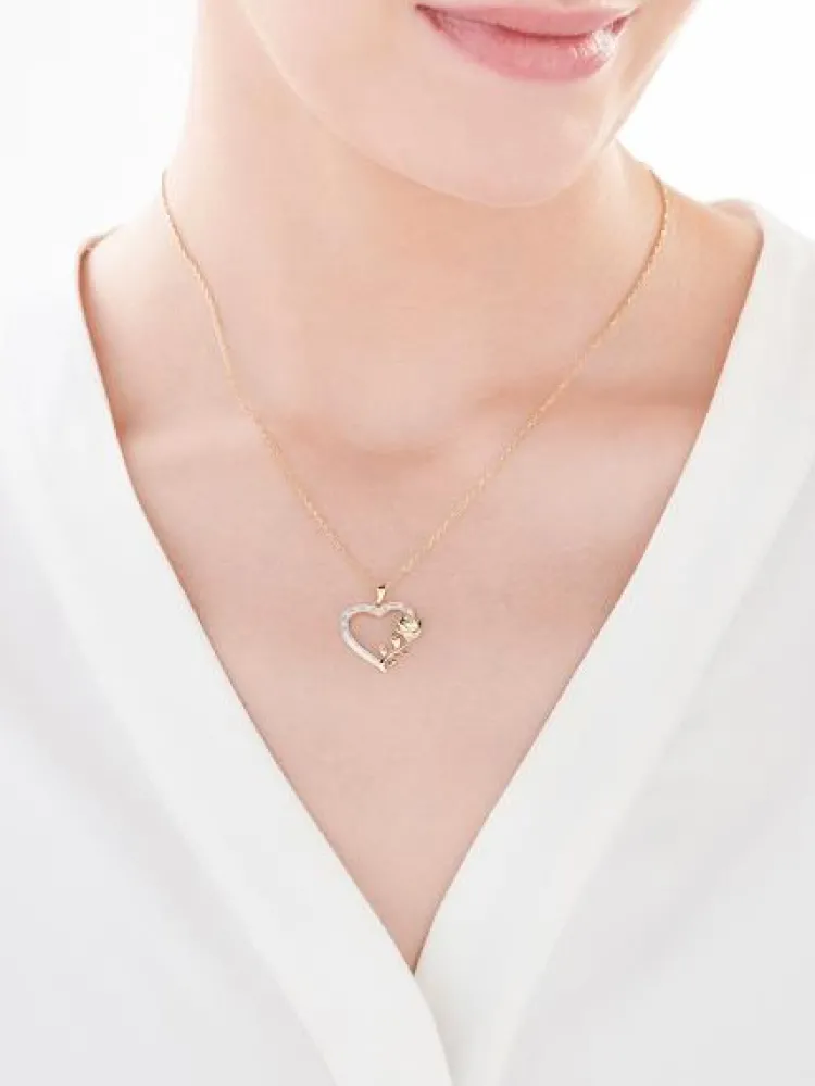 Best Apart Zawieszka z żółtego złota z diamentami - serce, róża - 0,05 ct - próba 375