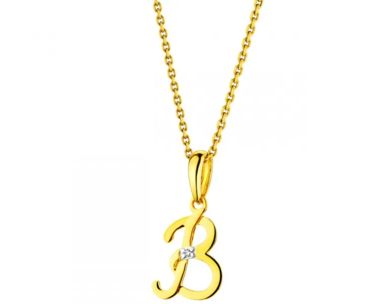 Apart Zawieszka z żółtego złota z diamentem - litera B - 0,004 ct - próba 585< Zawieszki