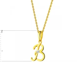 Apart Zawieszka z żółtego złota z diamentem - litera B - 0,004 ct - próba 585< Zawieszki