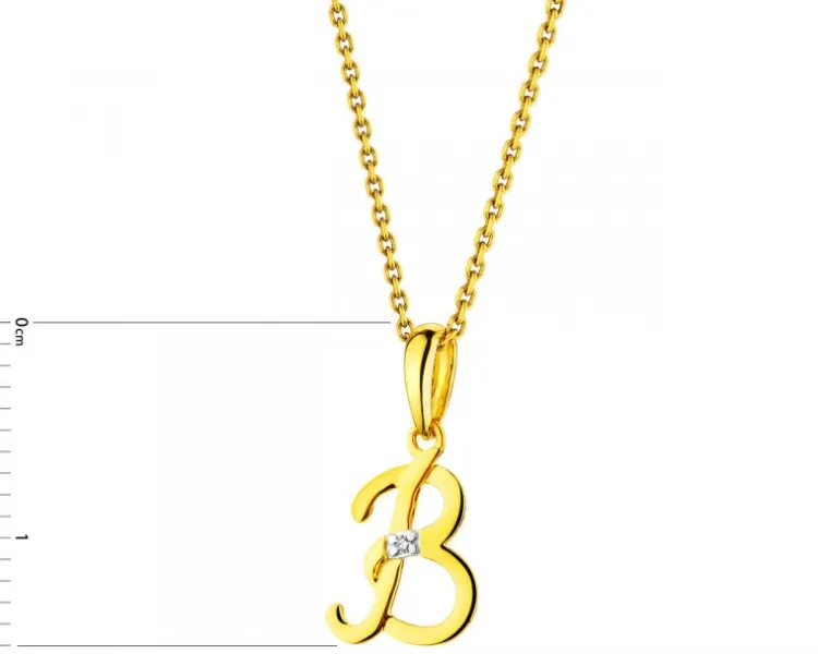 Apart Zawieszka z żółtego złota z diamentem - litera B - 0,004 ct - próba 585< Zawieszki