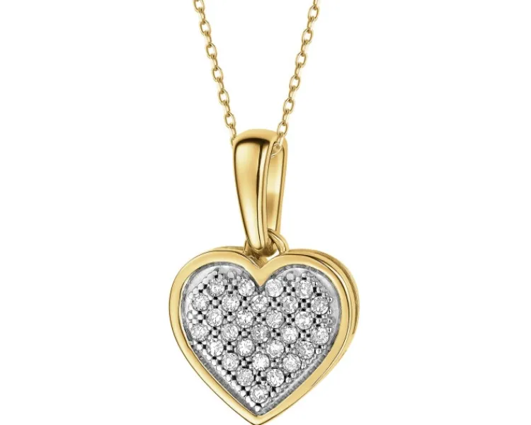 Sale Apart Zawieszka z żółtego złota z diamentami - serce - 0,10 ct - próba 585