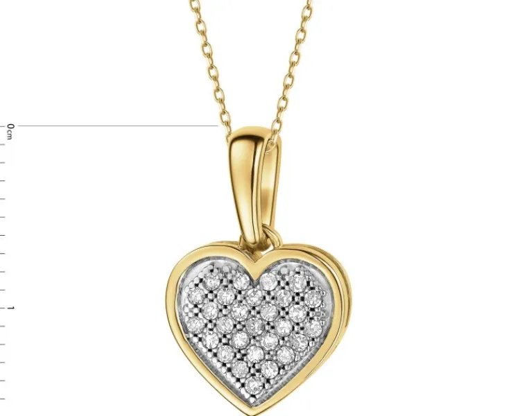 Sale Apart Zawieszka z żółtego złota z diamentami - serce - 0,10 ct - próba 585