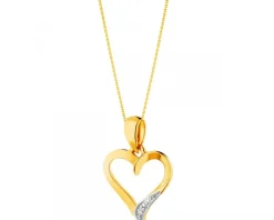 Discount Apart Zawieszka z żółtego złota z diamentem - serce - 0,002 ct - próba 585