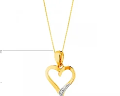 Discount Apart Zawieszka z żółtego złota z diamentem - serce - 0,002 ct - próba 585