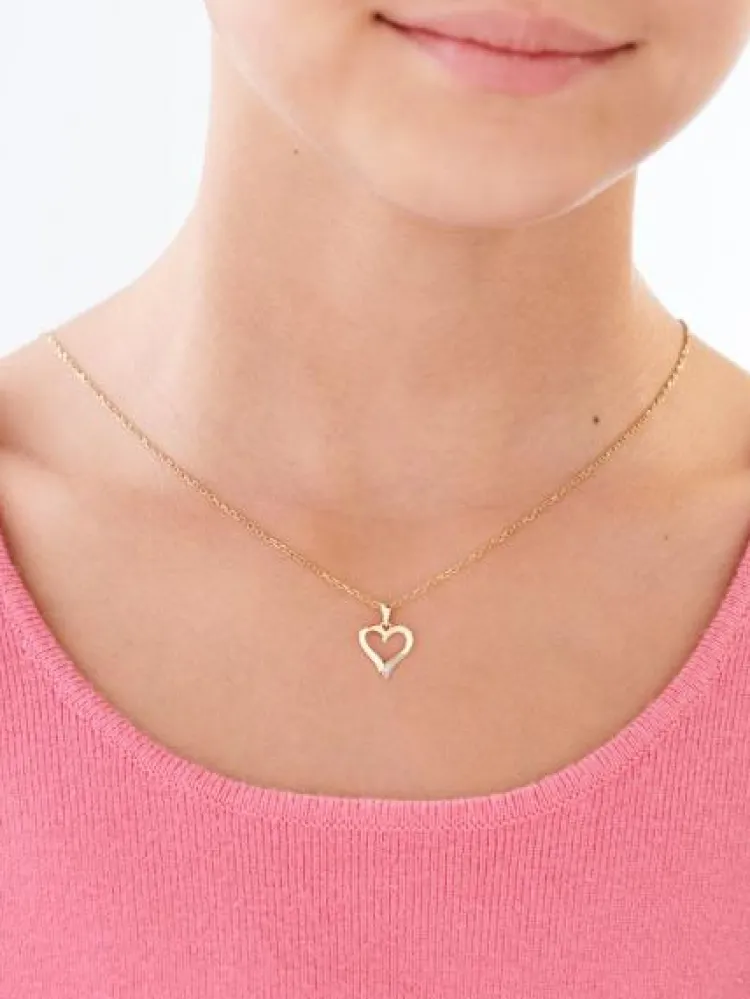 Discount Apart Zawieszka z żółtego złota z diamentem - serce - 0,002 ct - próba 585