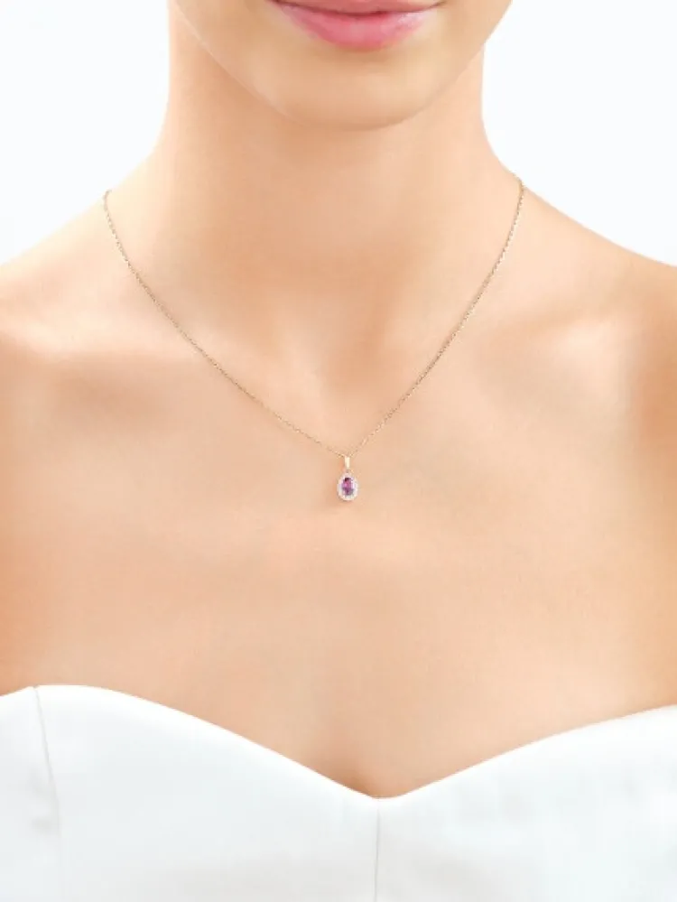 Apart Zawieszka z żółtego złota z diamentami i rodolitem - próba 585< Wszystkie