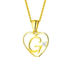 Apart Zawieszka z żółtego złota z diamentem - litera G, serce - 0,005 ct - próba 585< Wszystkie
