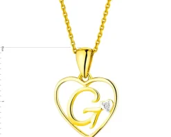 Apart Zawieszka z żółtego złota z diamentem - litera G, serce - 0,005 ct - próba 585< Wszystkie