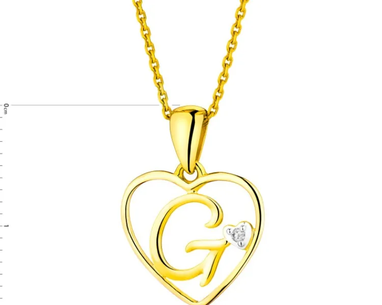 Apart Zawieszka z żółtego złota z diamentem - litera G, serce - 0,005 ct - próba 585< Wszystkie